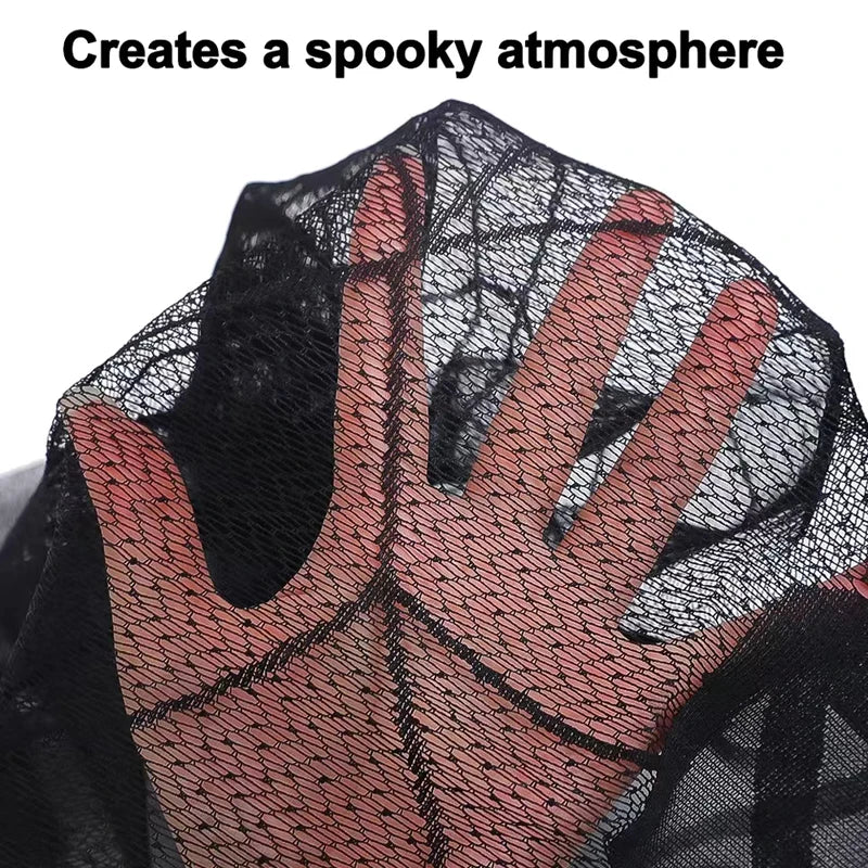 1pc Halloween Lace Curtain Black Bat Spider