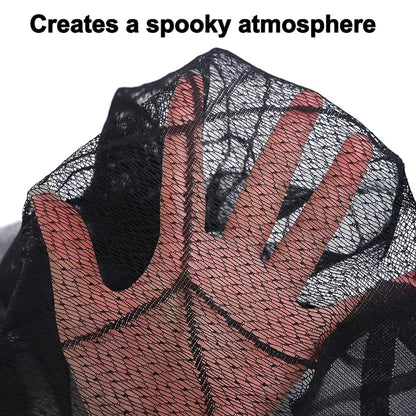 1pc Halloween Lace Curtain Black Bat Spider