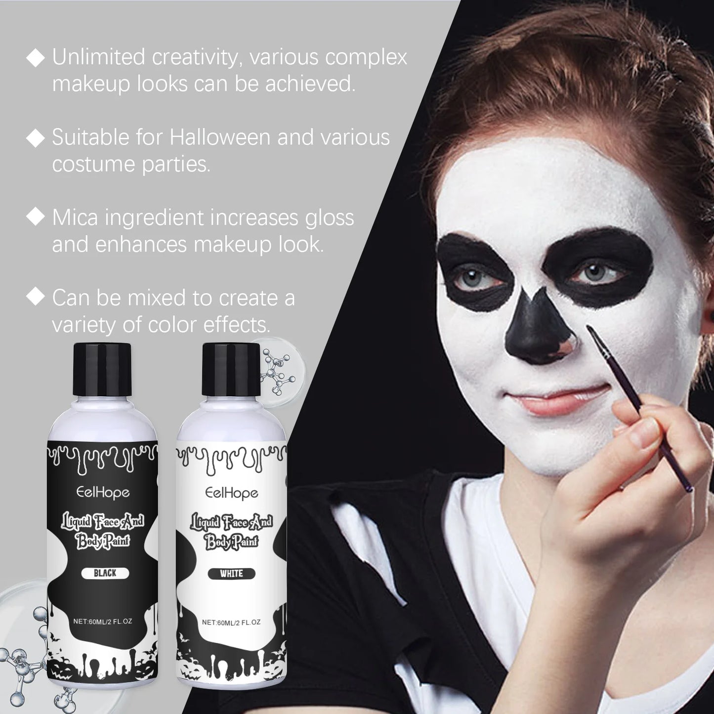Halloween Party Liquid Face and Body Paint Black 120ml