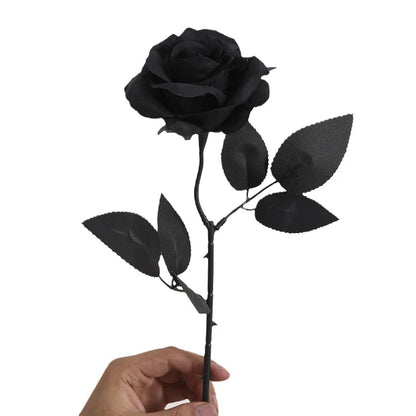 Pure Black Single Rose Gothic Style Bouquet