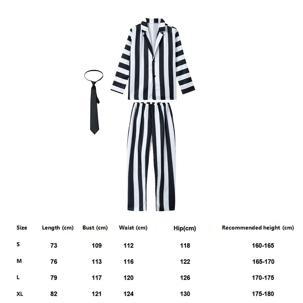 Beetle Juicee Men Black and White Striped Suit