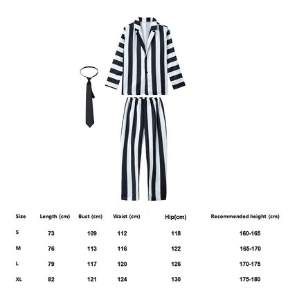 Beetle Juicee Men Black and White Striped Suit