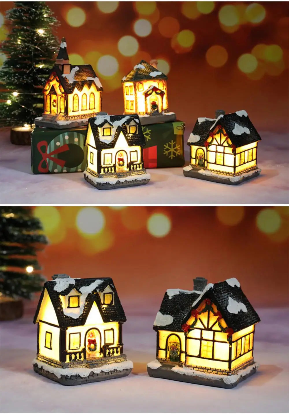 Christmas LED Light Wooden House Luminous Cabin