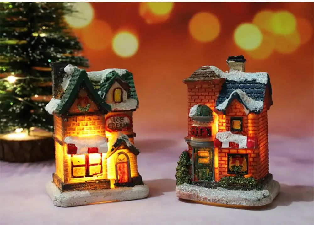 Christmas LED Light Wooden House Luminous Cabin