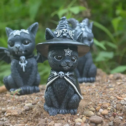Outdoor Witch Cat Garden Statue