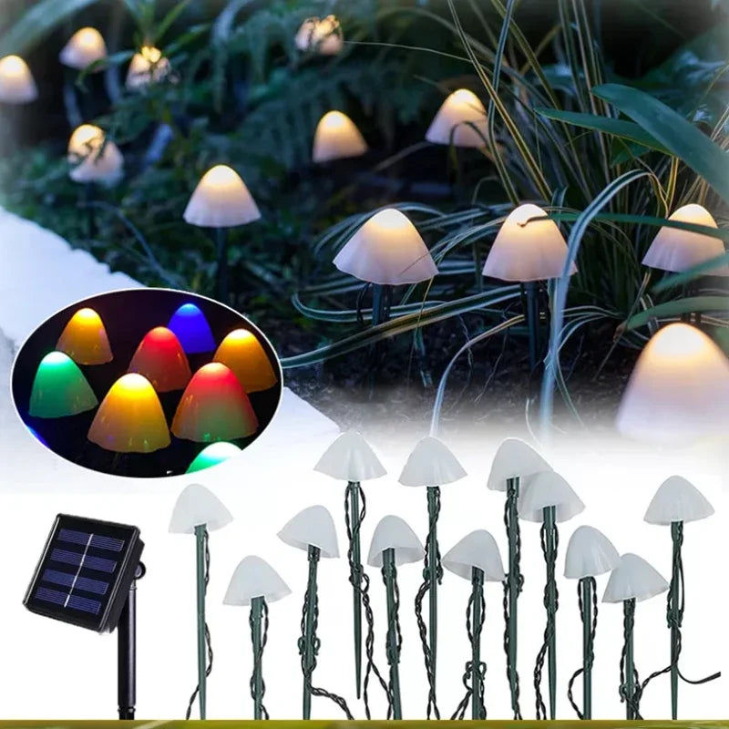 Solar LED Mushroom Lamp Outdoor Christmas Garden Patio Decoration