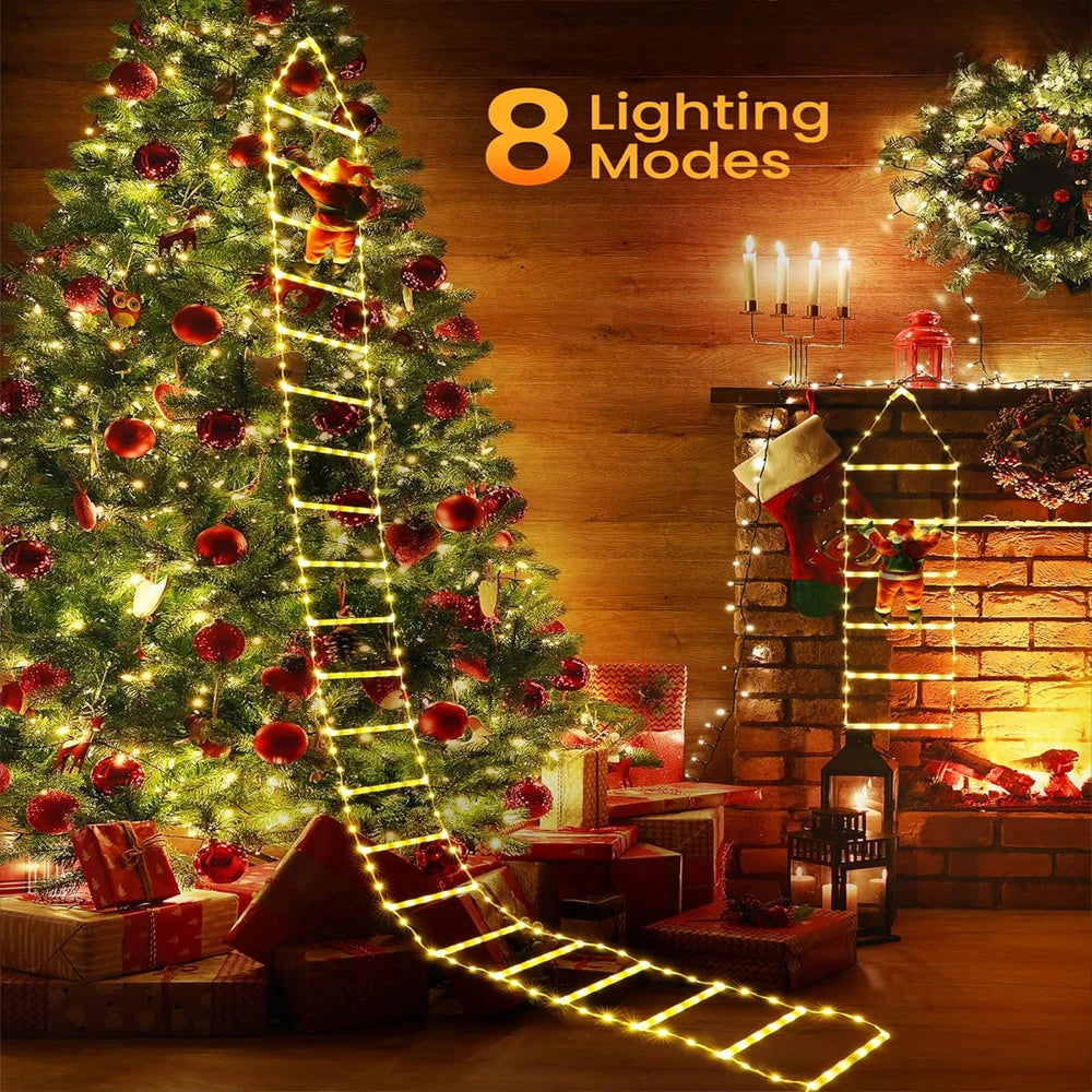 3M Santa Claus Climbing Ladder Light Waterproof Christmas Decorations