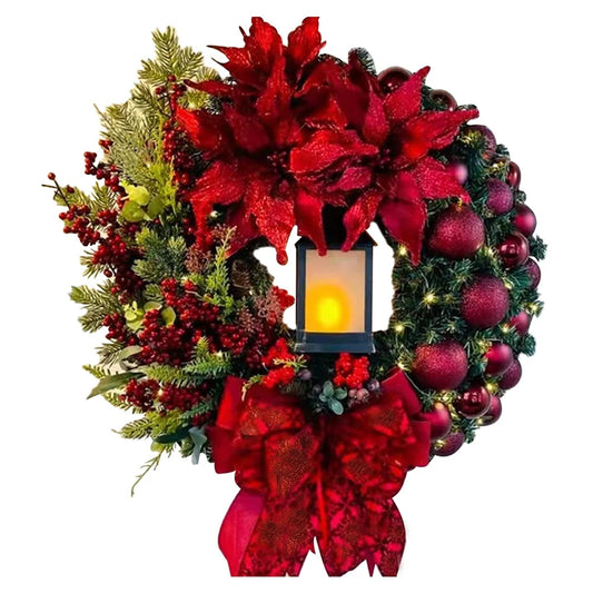 Christmas Decor - Artificial Flowers & Greenery, Gift Decor - Decorative Wreath for Home & Holiday - 30cm