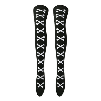 Womens Bone Thigh High Stockings