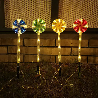 4 Pcs Solar Lights Lollipop Outdoor Lamps