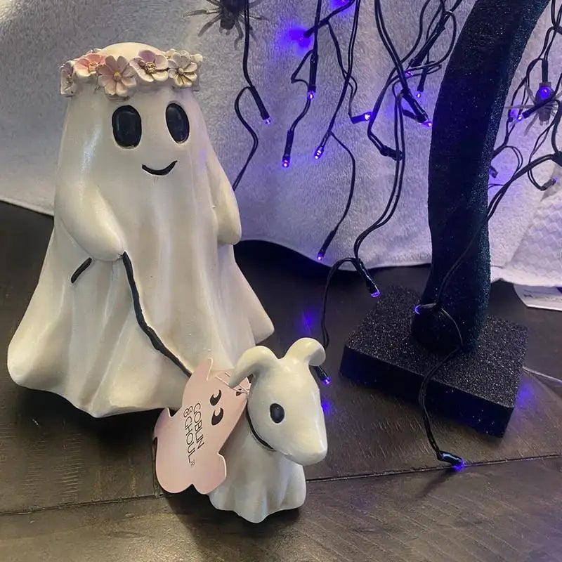 Halloween Ghost Walking Dog Statue Resin Ornament - Festivewarehouse™