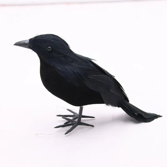 Small  fake bird realistic black crow Decoration