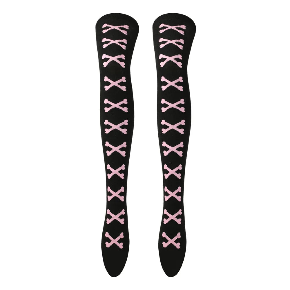 Womens Bone Thigh High Stockings