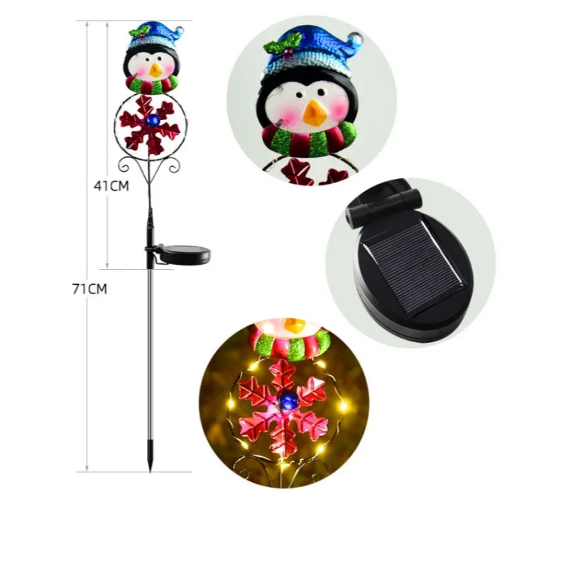 LED Solar Santa Claus Snowman Christmas Lights Outdoor Waterproof For Yard