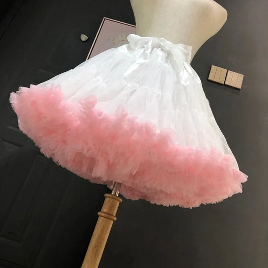 Women Flower Style Lolita Petticoats Tutu Puffy Cancan Skirt