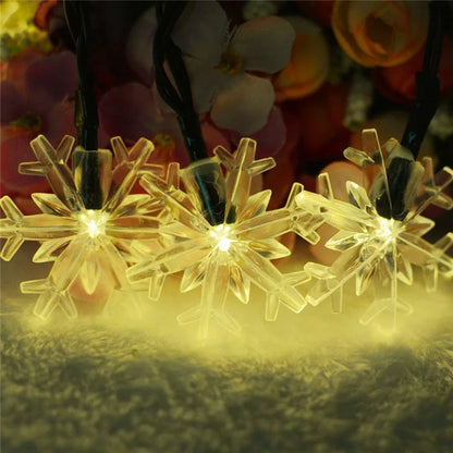 Snow Lamp Christmas Solar Snowflake String Lights