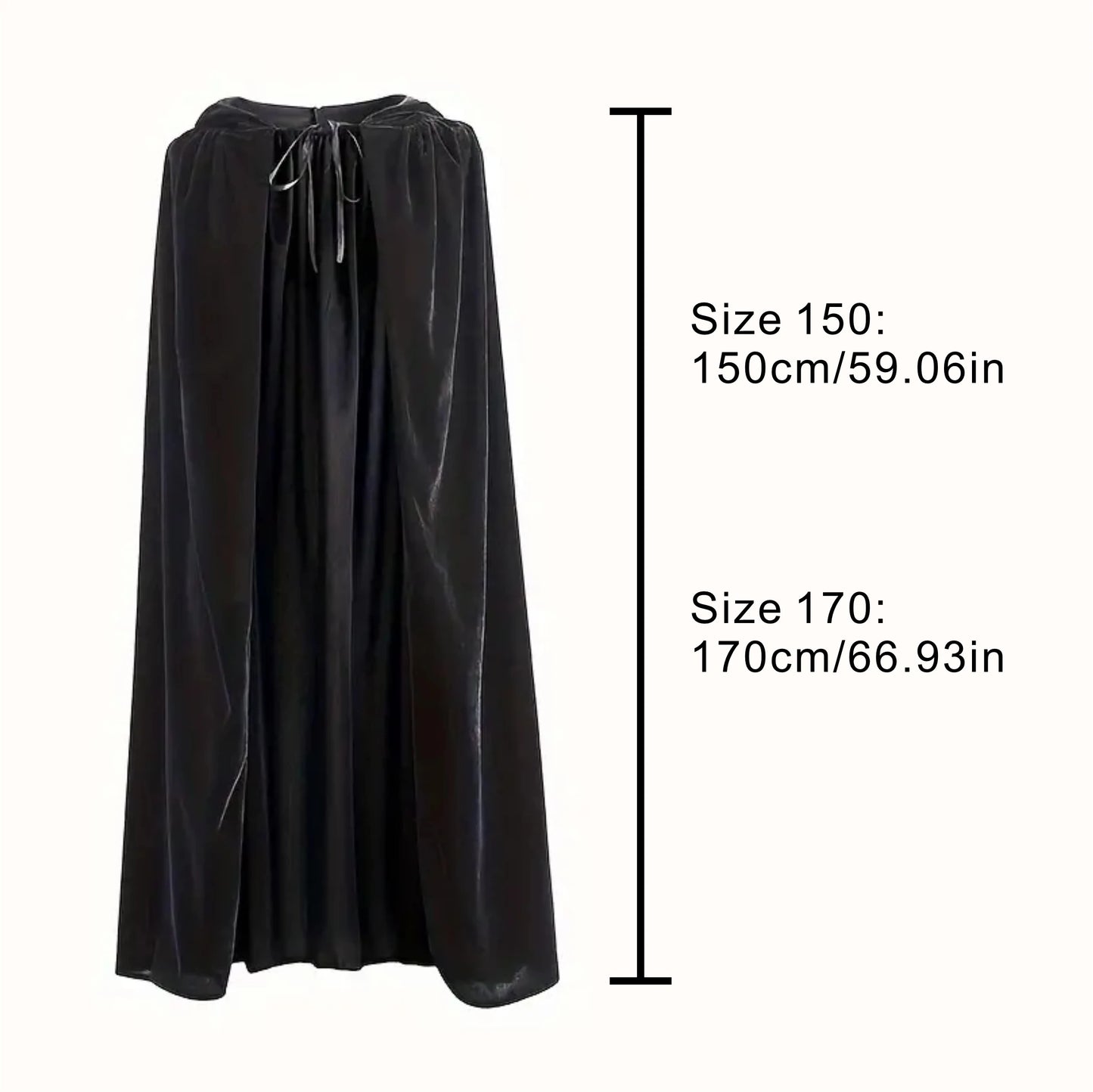 Medieval Black Hooded Cloak Adult Kid Unisex