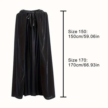 Medieval Black Hooded Cloak Adult Kid Unisex