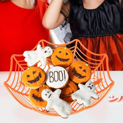 Halloween Candy Basket Black Orange Spider Web