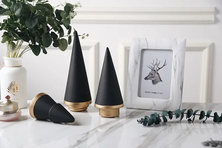 Nordic Geometric Black White Christmas Tree Minimalism Ceramic Decoration