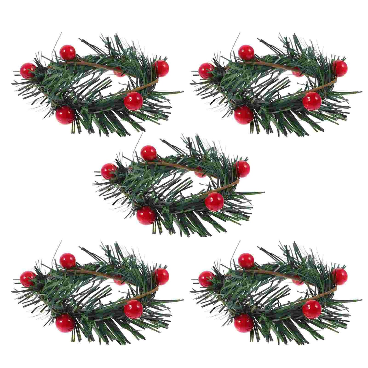 Christmas Decor - Artificial Flowers & Greenery, Gift Decor - Decorative Wreath for Home & Holiday - 5 Pcs