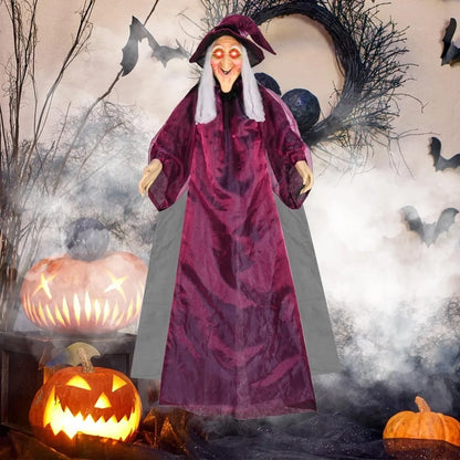Halloween Life Size Talking Witch Outdoor Purple