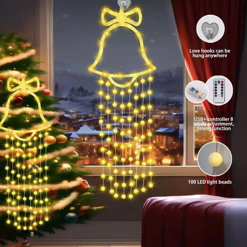 Christmas Bell  Window Curtains Lights LED