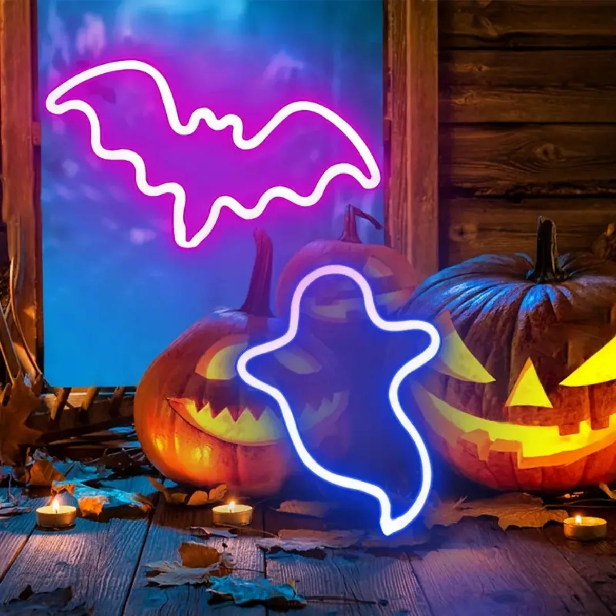 Halloween Bat And Ghost Shape LED Neon Decorative Night Light