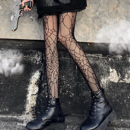 Sexy Black Spider Web Mesh Pantyhose