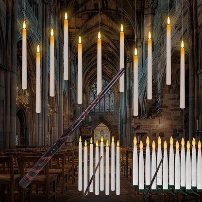 Floating Electronic Candles -  Magic Wand Remote Hanging Candles