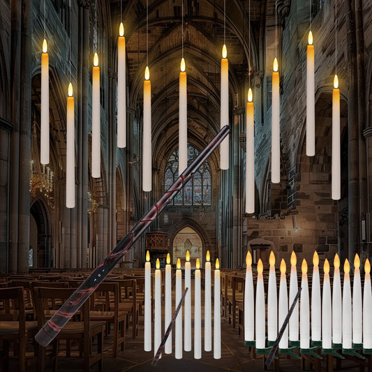 Floating Electronic Candles -  Magic Wand Remote Hanging Candles