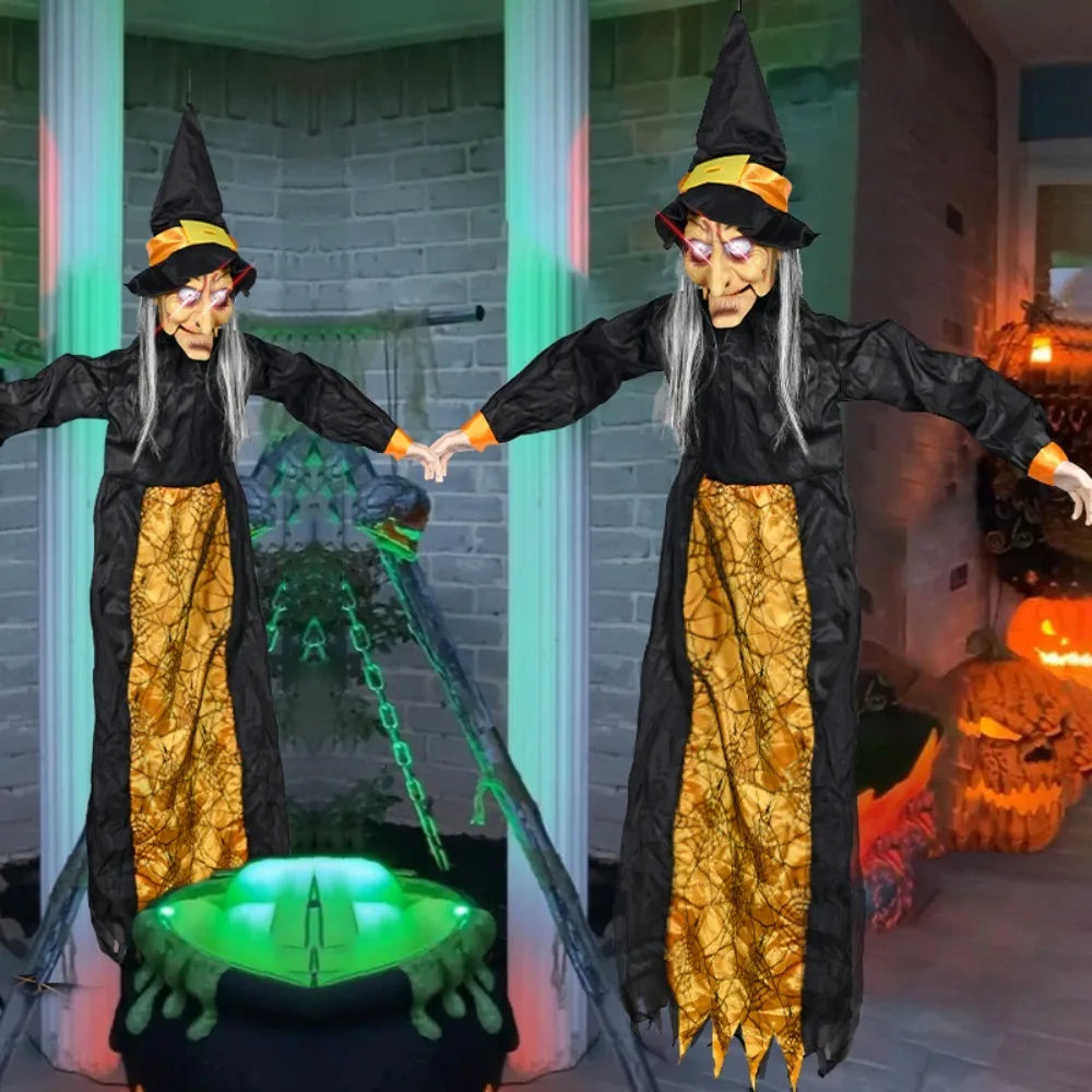 Halloween Life Size Talking Witch Outdoor Purple