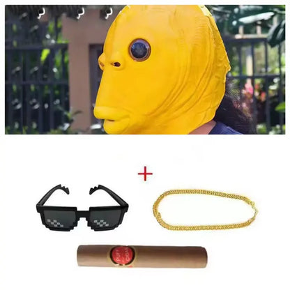 Cospaly Green Fish headed Monster Mask
