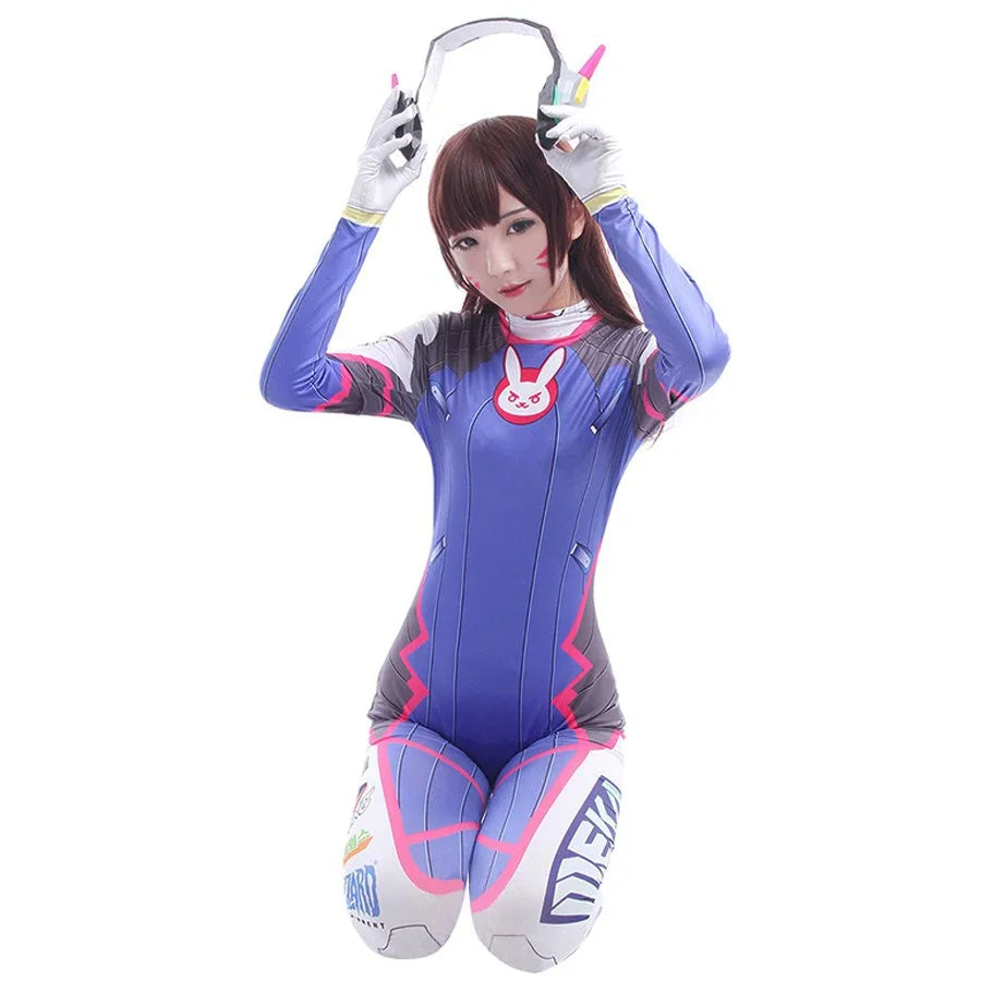 Anime Woman Jumpsuit Tights Dva Cosplay Costume