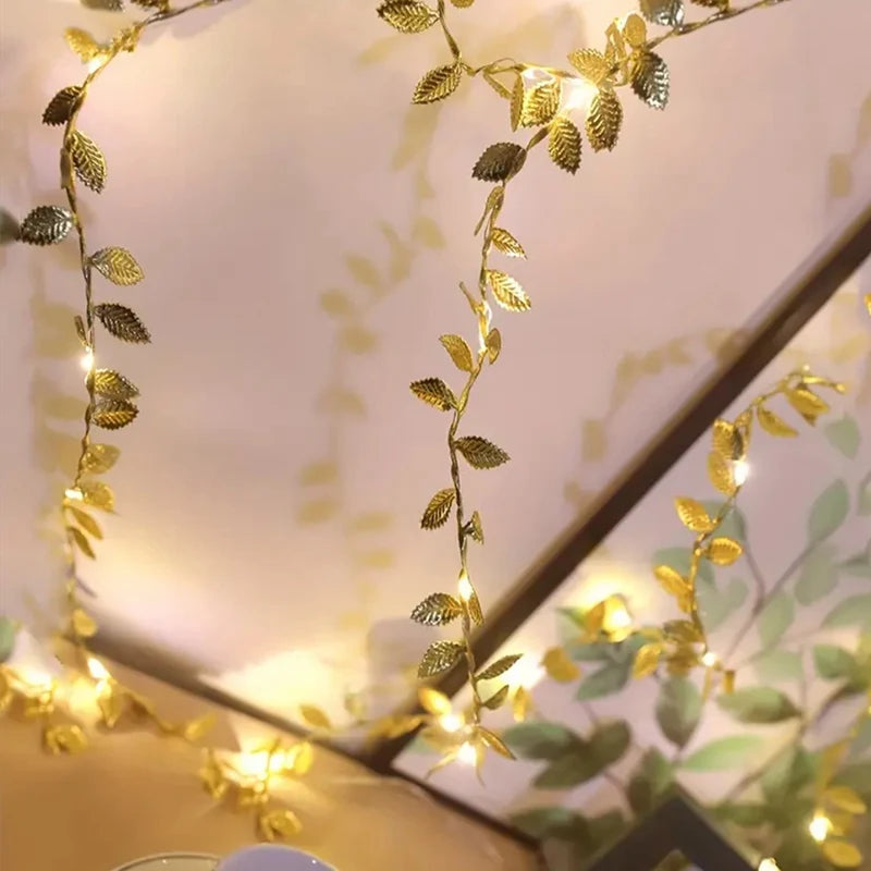 LED Battery Powerd Golden Tiny Leaves Fairy String Light