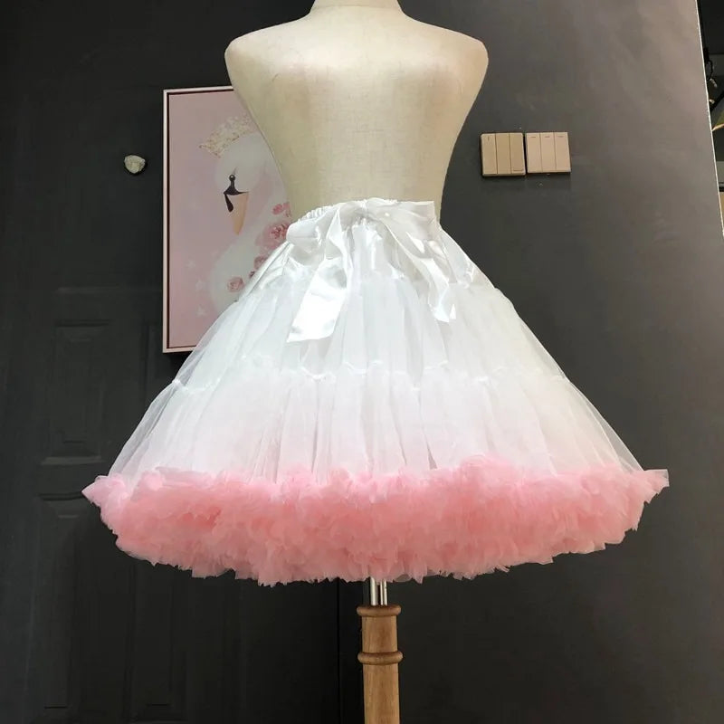 Women Flower Style Lolita Petticoats Tutu Puffy Cancan Skirt