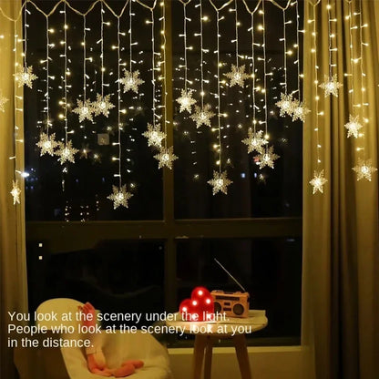 Led Snowflake Curtain Icicle Fairy String Light