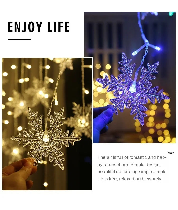 Led Snowflake Curtain Icicle Fairy String Light