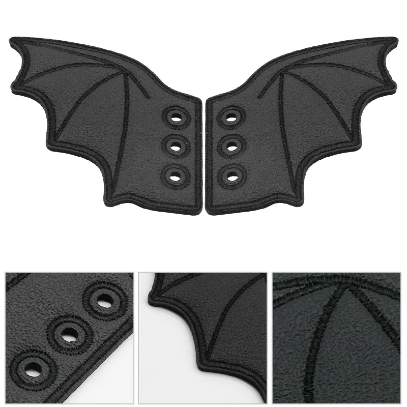 1 Pair Bling Bat Shoe Wings Embroidery DIY