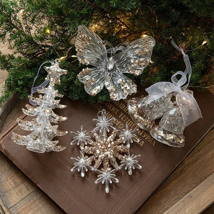 Christmas Acrylic Hanging Pendant Sequins Snowflake