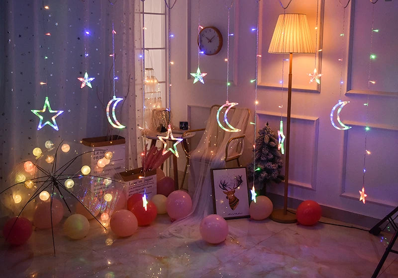 Curtain Garland Star Moon Fairy String Lights Led