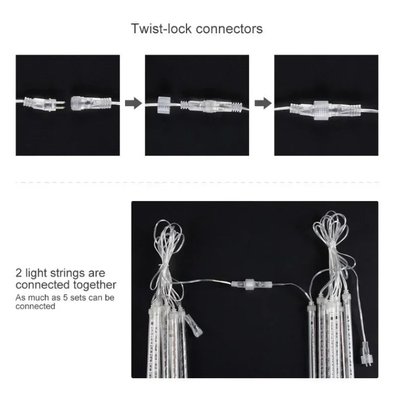 30cm /50cm Waterproof Meteor Shower Rain 8 Tube LED String Lights