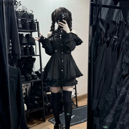 Japanese Gothic Y2k Lolita Style Bow Dress
