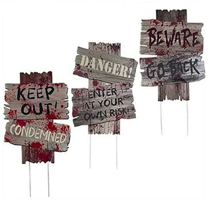 Outdoor Creepy Assorted Warning Sign 3PCS