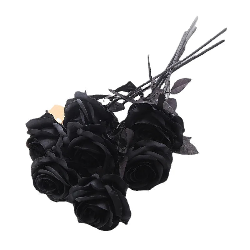 Pure Black Single Rose Gothic Style Bouquet