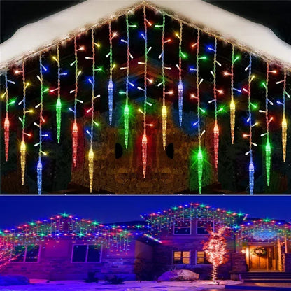 Led Icicle Curtain Lights Outdoor Street Garland