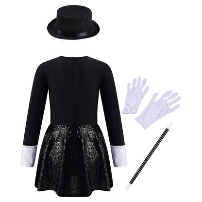Girls Magician Costume Set Long Sleeve