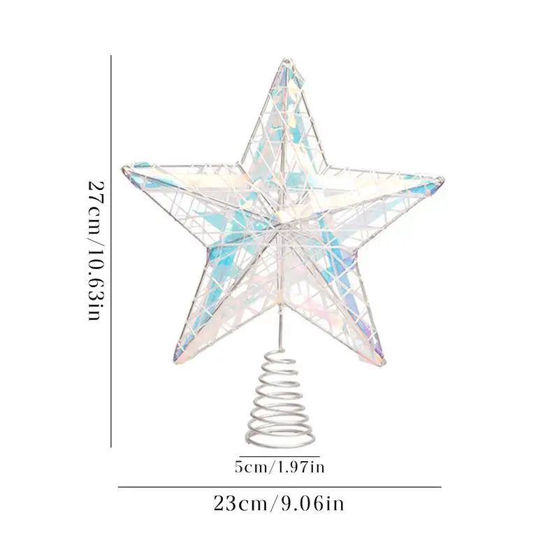 3D Metal Star Tree Topper with Fluorescent Ribbons – Christmas Party Decoration