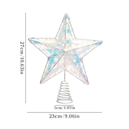 3D Metal Star Tree Topper with Fluorescent Ribbons – Christmas Party Decoration