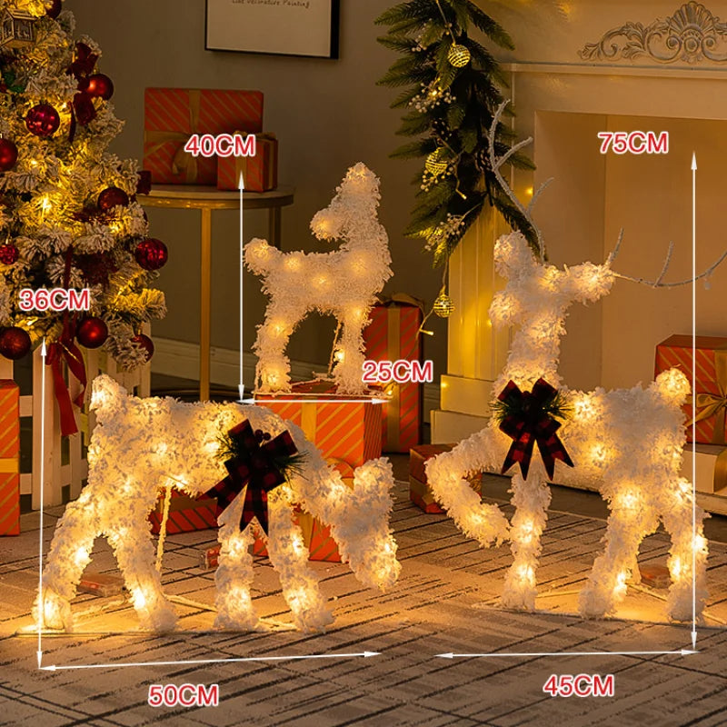 120cm 3pcs Family Deer & Glowing Reindeer Family Snowman Christmas Light Led